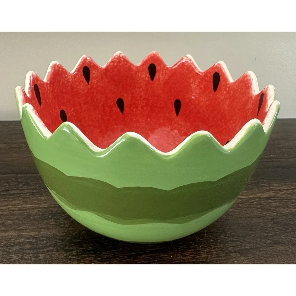 Pier One Set Of 2 Watermelon‎ Serving Bowls Nesting Bowls Summer Serving Bowls